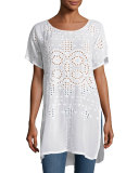Scoop-Neck Slit-Side Georgette Tunic