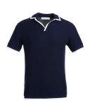 Erick Piqué Polo Shirt with Contrast Tipping, Navy
