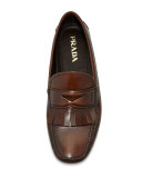 Varnished Leather Kiltie Driver W/Fringe, Brown