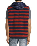 Sherpa Striped Vest w/Hood, Indigo