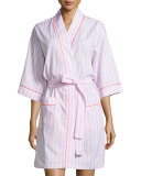 Striped Kimono Short Robe, Pink