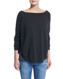 Long-Sleeve Monili-Strap Top, Anthracite