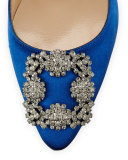 Hangisi Satin 115mm Crystal-Toe Pump, Blue