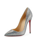 So Kate 120mm Glitter Red Sole Pump, Silver