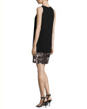 Sleeveless Crepe & Jersey Tank Dress, Black