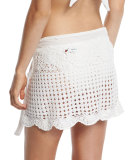 Crocheted Coverup Miniskirt, White