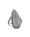 Teardrop Labradorite Ring with Diamonds, Size 8.5