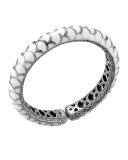 Naga Silver Enamel Slim Flex Cuff with White Enamel, Size M