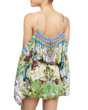 Embellished Cold-Shoulder Romper, Exotic Hypnotic