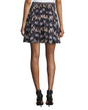 Army of Hearts Tweed-Trim Silk Miniskirt, Wild Rose/Tan