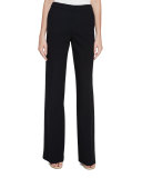 Wide-Leg Fly-Front Pants, Black