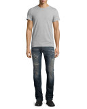 Thavar Distressed Denim Jeans, Dark Blue