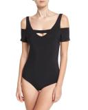 Iride Cold-Shoulder One-Piece Swimsuit, Black