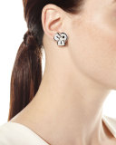 Diamond & Black Enamel Clover Earrings