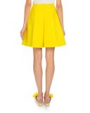 Flared Cotton Bermuda Shorts, Yellow