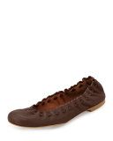 Jane Scalloped Ballerina Flat, Brown