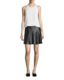 Lamb Leather Pleated Skirt