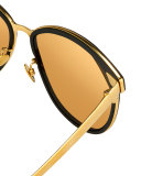 Square Two-Tone Sunglasses, Yellow Gold/Black