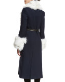 The Delia Belted Coat w/Fox Fur Trim