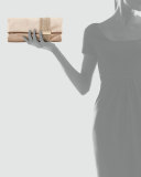 Chandra Shimmer Suede Chain Clutch Bag, Champagne