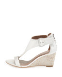 June T-Strap Wedge Sandal, White