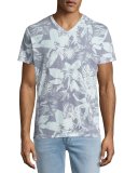 Mystique Tropical-Print V-Neck T-Shirt, Light Blue