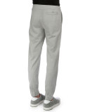 Banded-Cuff Cotton/Silk Jogger Pants, Gray