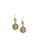 Silver and Bronze Coin Drop Earrings