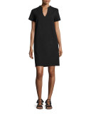 Lisbona Short-Sleeve Textured Shift Dress