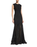 Sleeveless Eyelet Mermaid Gown, Black