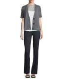 Short-Sleeve Oversized Boxy Cardigan, Gray