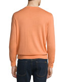 Cashmere-Silk V-Neck Sweater, Orange
