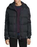 Quilted Down-Filled Hooded Parka, Black