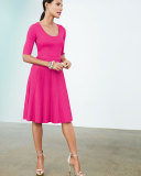 Half-Sleeve Fit & Flare Dress, Princess Pink 