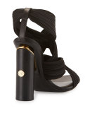Ruched Crisscross 105mm Sandal, Black