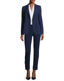 Micro-Jacquard Wide-Cuff Pants, Marino Blue
