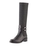 Odilia Weatherproof Leather Riding Boot, Black