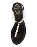 Pearly & Crystal Thong Sandal, Black