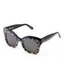 Dauphine Flat-Lens Sunglasses, Black/Gray
