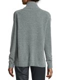 Oversized Silk Chenille Turtleneck Sweater, Storm