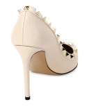 Rockstud Leather 100mm Pump, Ivory