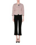 Velvet Flare-Leg Cropped Pants, Black