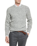 Donegal Crewneck Ribbed Sweater, Medium Gray