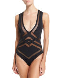 Bane Geo-Mesh One-Piece Swimsuit