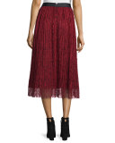 Mikaela Pleated Lace Midi Skirt