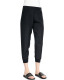 Cropped Pants W/ Elastic Cuffs