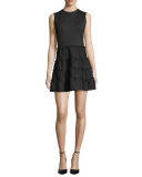 Sleeveless Jewel-Neck Tiered Mini Dress