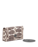 Anouk Snakeskin Envelope Clutch Bag, Ivory/Black