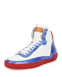 Ethyx Men's Colorblock Patent Leather High-Top Sneaker, Multi
