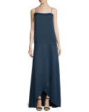Spaghetti Strap Asymmetric Gown 